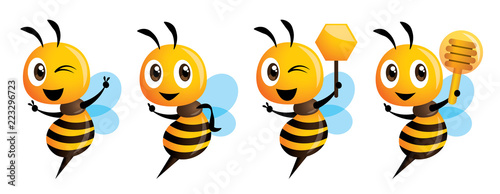 Fotomural Cartoon cute bee mascot series