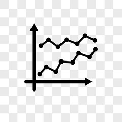 Poster - Line chart vector icon isolated on transparent background, Line chart logo design