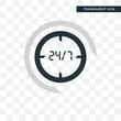© VectorGalaxy - 24/7 time vector icon isolated on transparent background, 24/7 time logo design