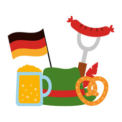 Wall Mural - german traditional hat and oktoberfest icons