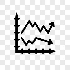 Poster - Line chart vector icon isolated on transparent background, Line chart logo design