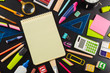 © fotofabrika - School and office supplies. Top view.