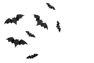 Wall Mural - halloween and decoration concept - paper bats flying