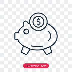 Wall Mural - Piggy Bank vector icon isolated on transparent background, Piggy Bank logo design