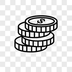 Poster - Coins vector icon isolated on transparent background, Coins logo design