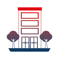 Poster - building structure with trees plants isolated icon