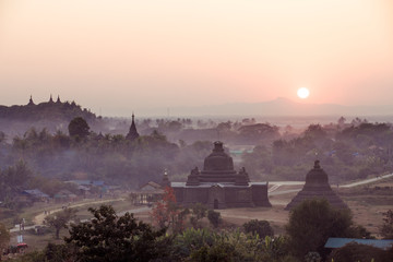 Buddha temple in the sunset dawn