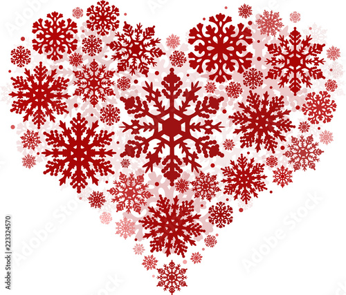 heart shape from red snowflakes isolated on white Stock Vector | Adobe ...