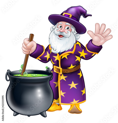 A wizard cartoon character ...