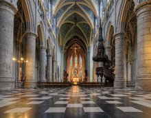 Beautiful View Of The Interior Of The St. Paul's Cathedral (Liege Cathedral) In Liege, Belgium