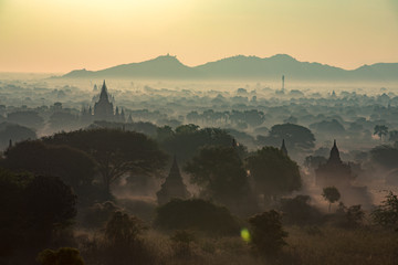 Buddha temple in the sunset dawn