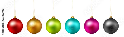 Fotomural Set of color Christmas ball on white background. Vector .