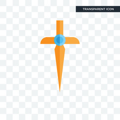 church cross vector icon isolated on transparent background, church cross logo design