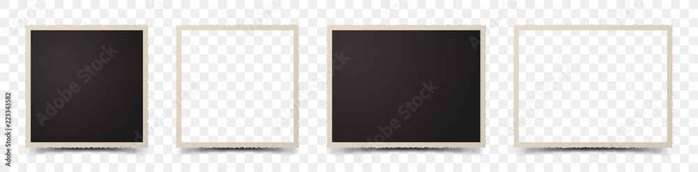 Set of deckle edge photo frames on transparent background - obrazy, fototapety, plakaty 