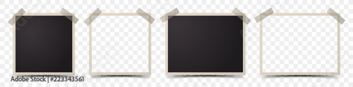 Fotografía Set of deckle edge photo frames on transparent background