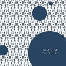 Blue Japanese Pattern Vector. Circle Geometric Template Background. Wave And Ocean Elements.