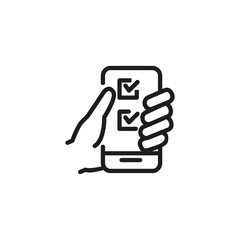 Poster - Checkboxes on smartphone screen line icon. App installation, online survey, mobile organizer. Survey concept. Vector illustration can be used for topics like applications, networking, communication