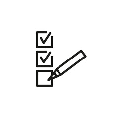 Poster - Checkmarks and pencil line icon. Poll, questionnaire, task list. Survey concept. Vector illustration can be used for topics like business, audit, management