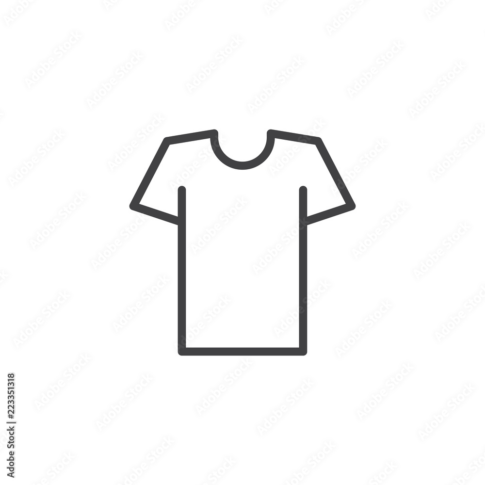 Tshirt outline icon. linear style sign for mobile concept and web design. Shirt simple line vector icon. Symbol, logo illustration. Pixel perfect vector graphics - obrazy, fototapety, plakaty 