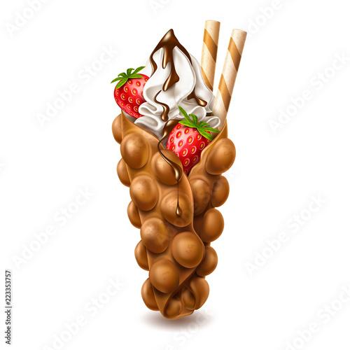 Fotografía Vector realistic bubble waffle hong kong wafer