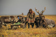 Tundra, open area, assistant reindeer breeder,  the men  in national clothes