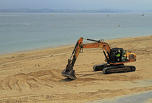 Excavator Working On The Beach In Santander