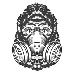 Wall Mural - Vintage monochrome gorilla head