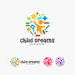 Wall Mural - abstract circle child dreams logo, child education logo template, reach star symbol