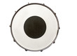 Snare drum with black region in the center top view isolated on white