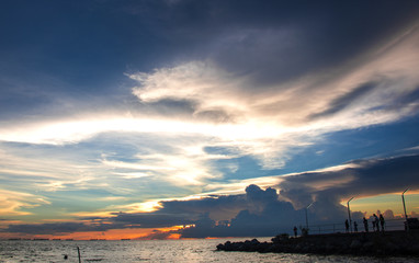 Wall Mural - Colorful of sunset on sea scape background