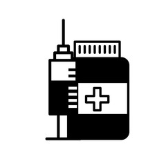 Sticker - medication bottle pills and syringe