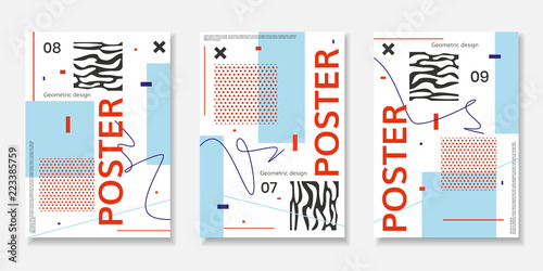 Fotografija  Covers templates set with abstract shapes, bauhaus, memphis and other graphic geometric elements