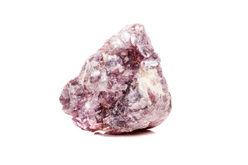 Macro mineral stone Lepidolite in the rock a white background