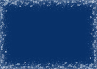 Wall Mural - Dark Blue winter snowfall watercolor frame for your design, Hand drawn background