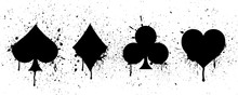 The Suits Of The Deck Of Playing Cards On Background Of Splashing. Vector Illustration.