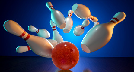 Wall Mural - 3d image of bowling action