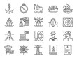 Marine port icon set. Included icons as sea freight services, ship, Shipping, cargo, container and more.
