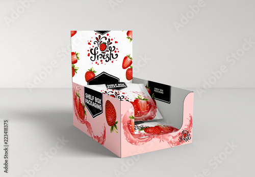 Download Cardboard Shelf Box Mockup With Product Stock Template Adobe Stock