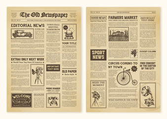 newspaper pages in vintage design
