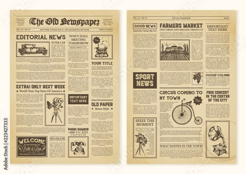 Cuadros en Lienzo Newspaper Pages In Vintage Design