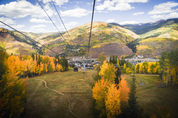 Wall Mural - Autumn, landscape views of Vail, Colorado from a gondola. 