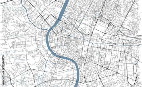 Fotografía Cartina di Bangkok, vista satellitare, città, Thailandia