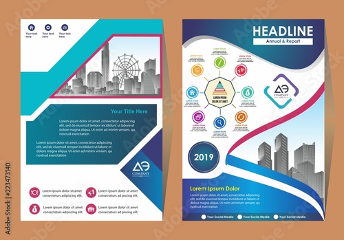Modern Brochure Flyer Design Template City Background Business