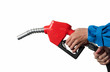© Phushutter - Closeup hand holding Oil Diesel Nozzle for Fuel Dispenser Gasohol 91.