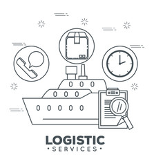 Canvas Print - logistic services with ship cargo