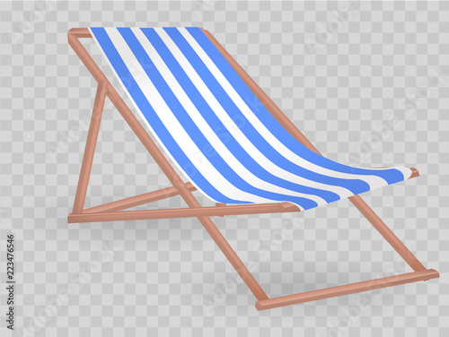 Fotografía White-blue striped chaise-longue on transparent background