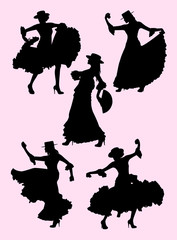 Wall Mural - Woman dancing flamenco silhouette 03. Good use for symbol, logo, web icon, mascot, sign, or any design you want.