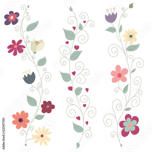 Three Colorful Floral Borders
