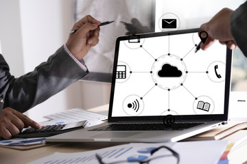 Poster - Cloud Service (Cloud Computing diagram on the new computer interface)