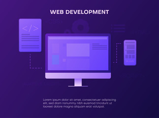Web development. Landing page template with devices.